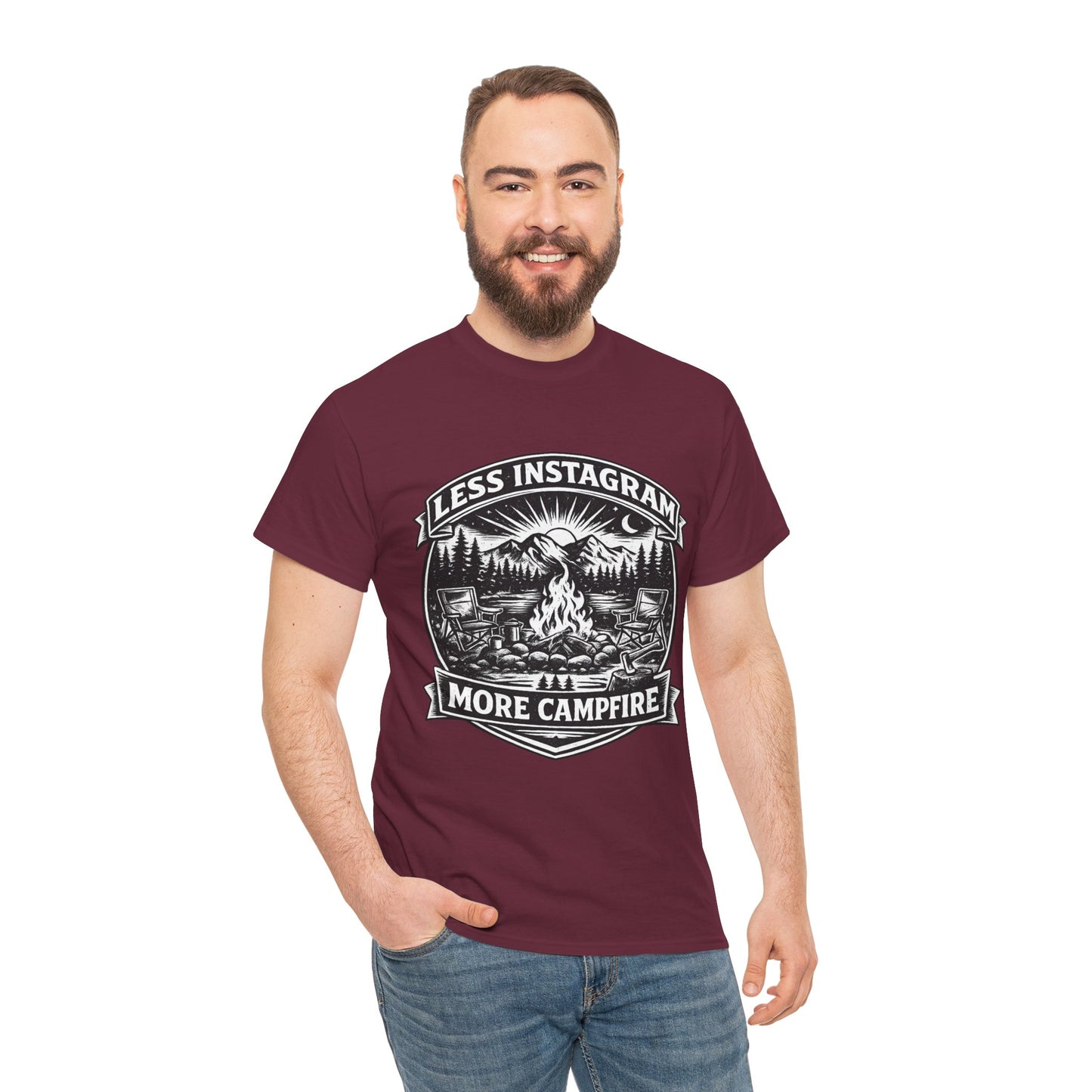 T-Shirt - "Less Instagram, More Campfire" Vintage Camping Graphic Tee