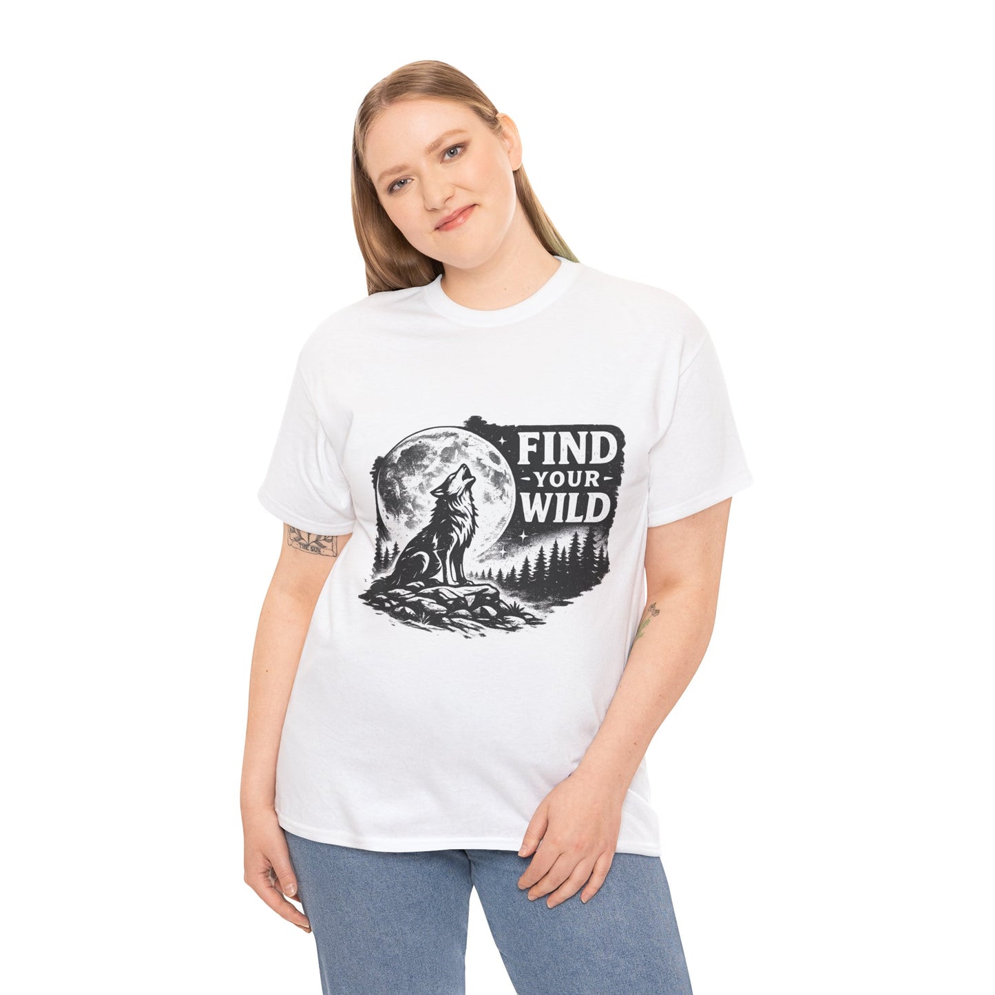 Find Your Wild Wolf T‑Shirt — Moonlit Nature Graphic Tee for Outdoor Lovers