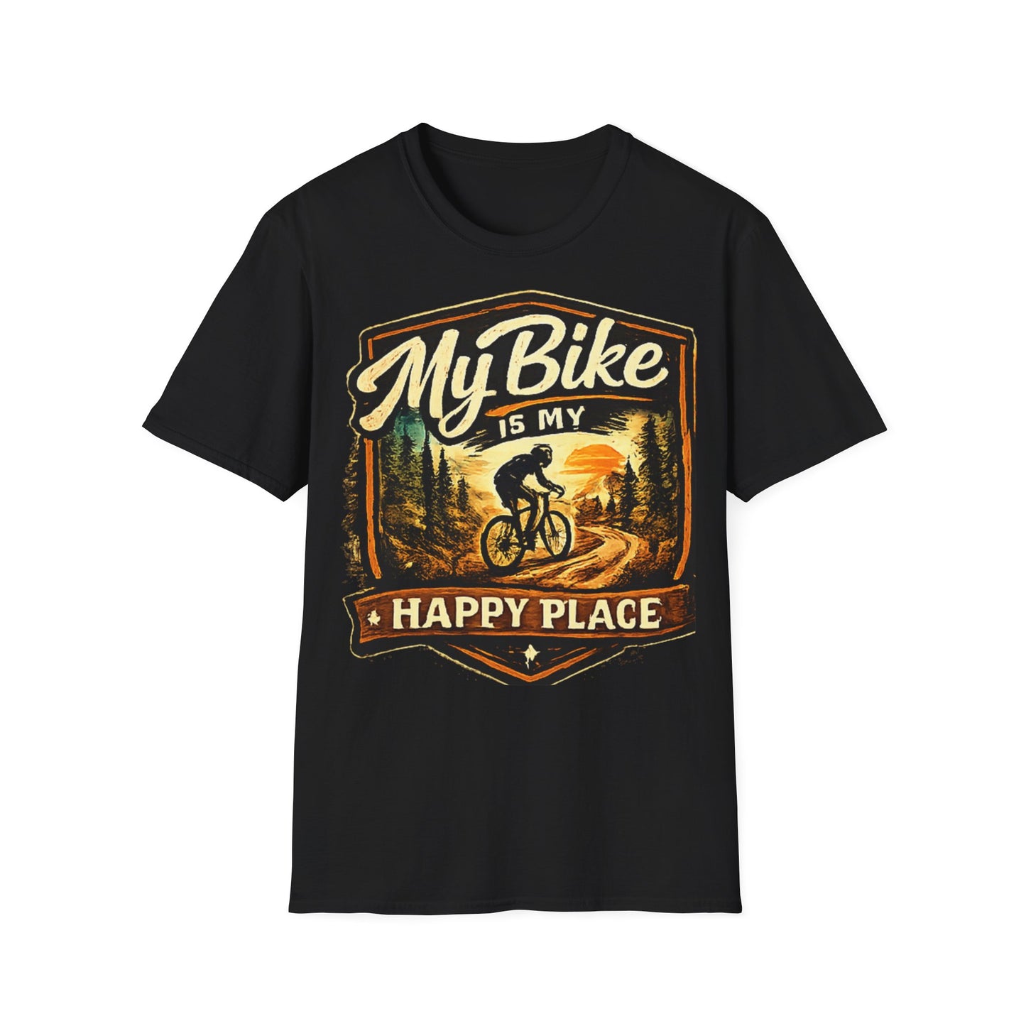 My Bike Is My Happy Place T-Shirt | Vintage Cycling Tee | Mountain Bike Lover Gift | Funny Cyclist Shirt
