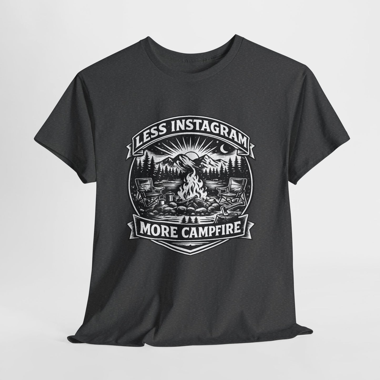 T-Shirt - "Less Instagram, More Campfire" Vintage Camping Graphic Tee