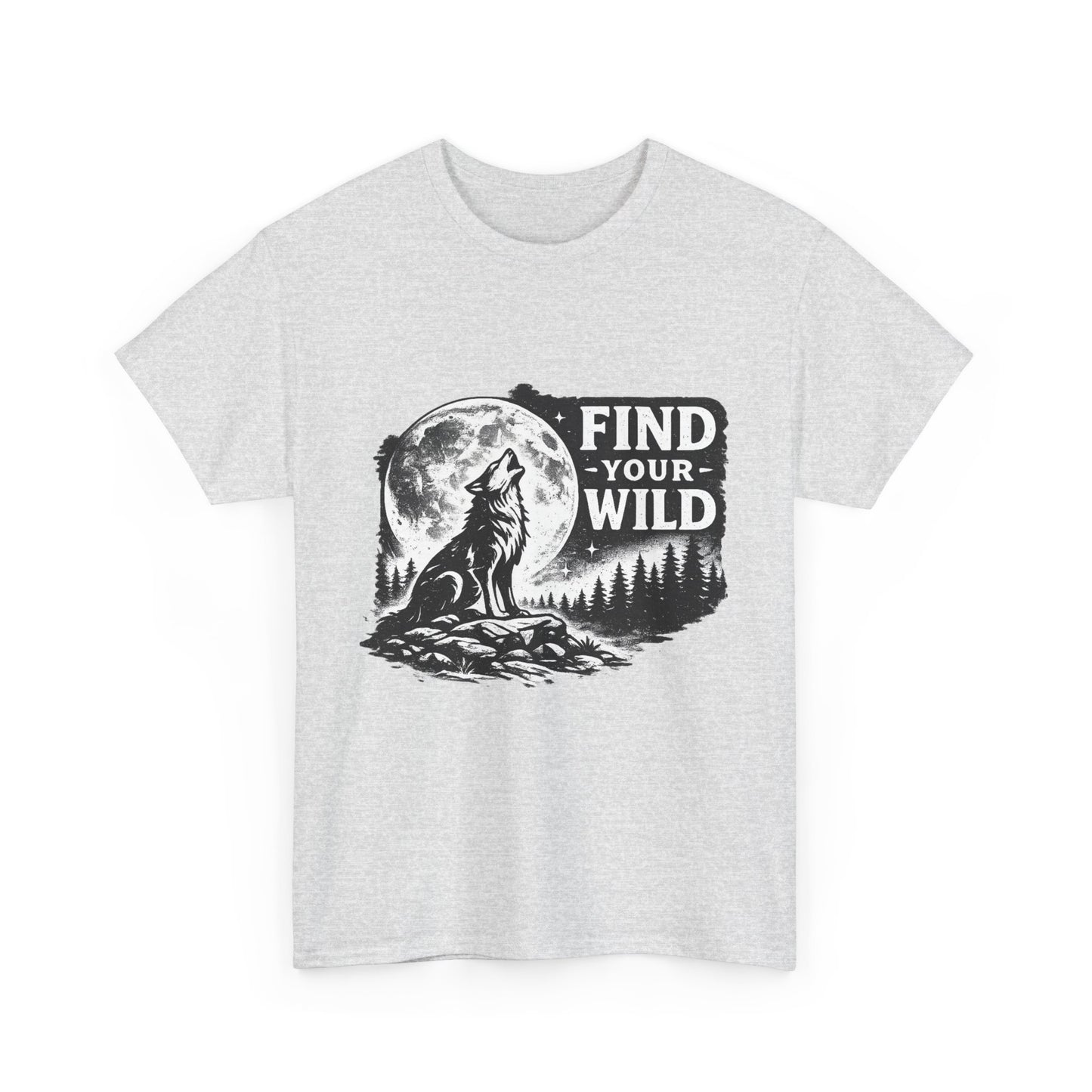 Find Your Wild Wolf T‑Shirt — Moonlit Nature Graphic Tee for Outdoor Lovers