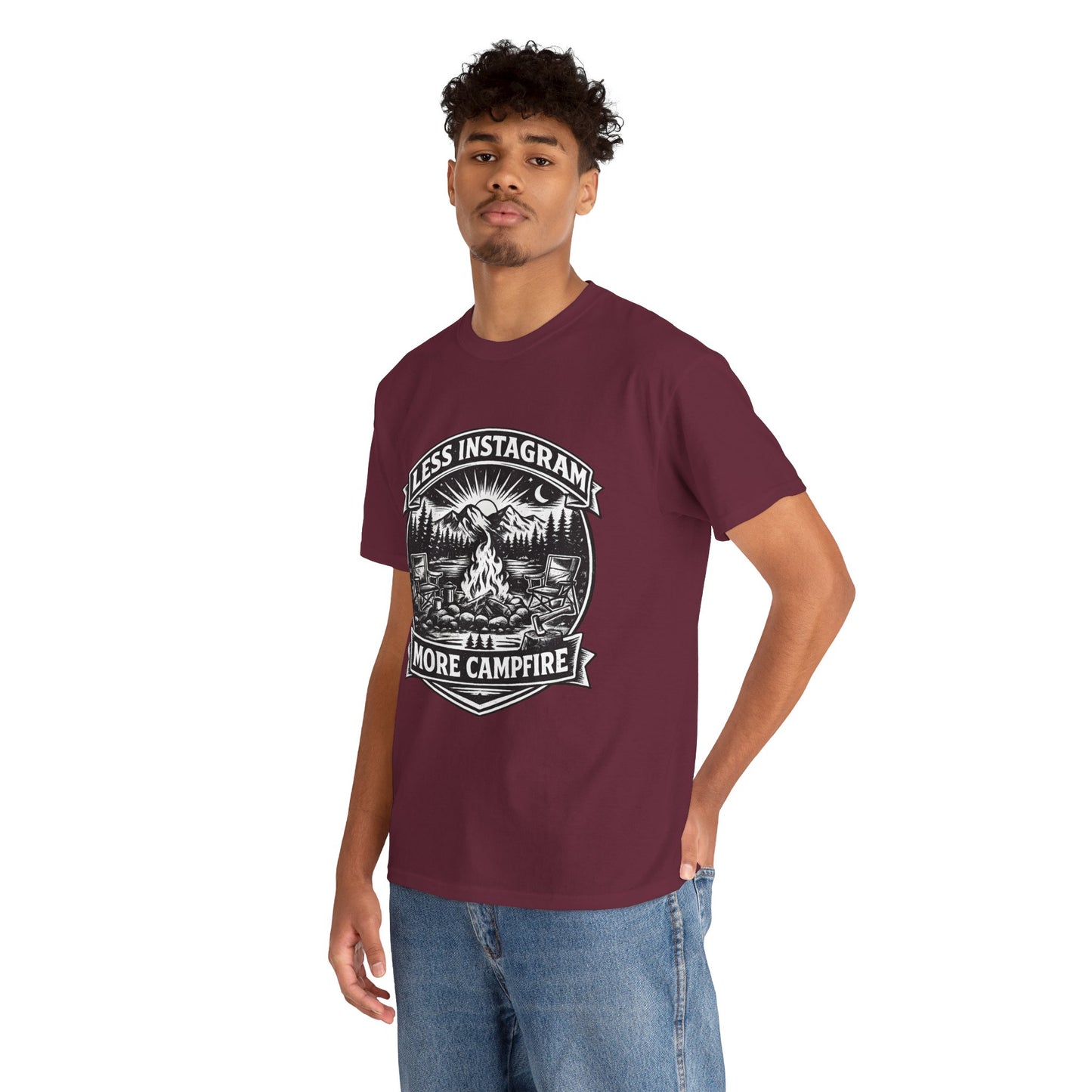 T-Shirt - "Less Instagram, More Campfire" Vintage Camping Graphic Tee