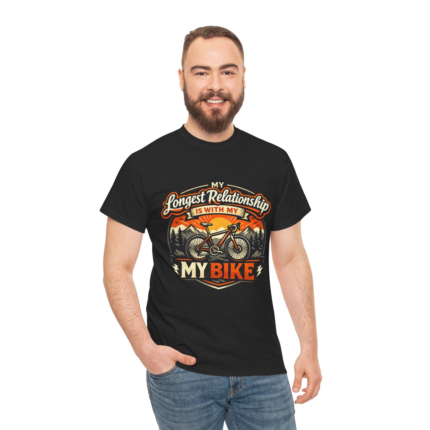 My Longest Relationship Is With My Bike — Funny Cycling T-Shirt | Gift for Cyclists