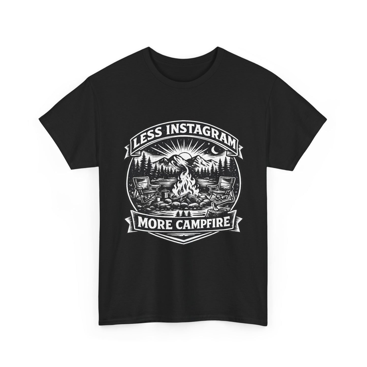 T-Shirt - "Less Instagram, More Campfire" Vintage Camping Graphic Tee