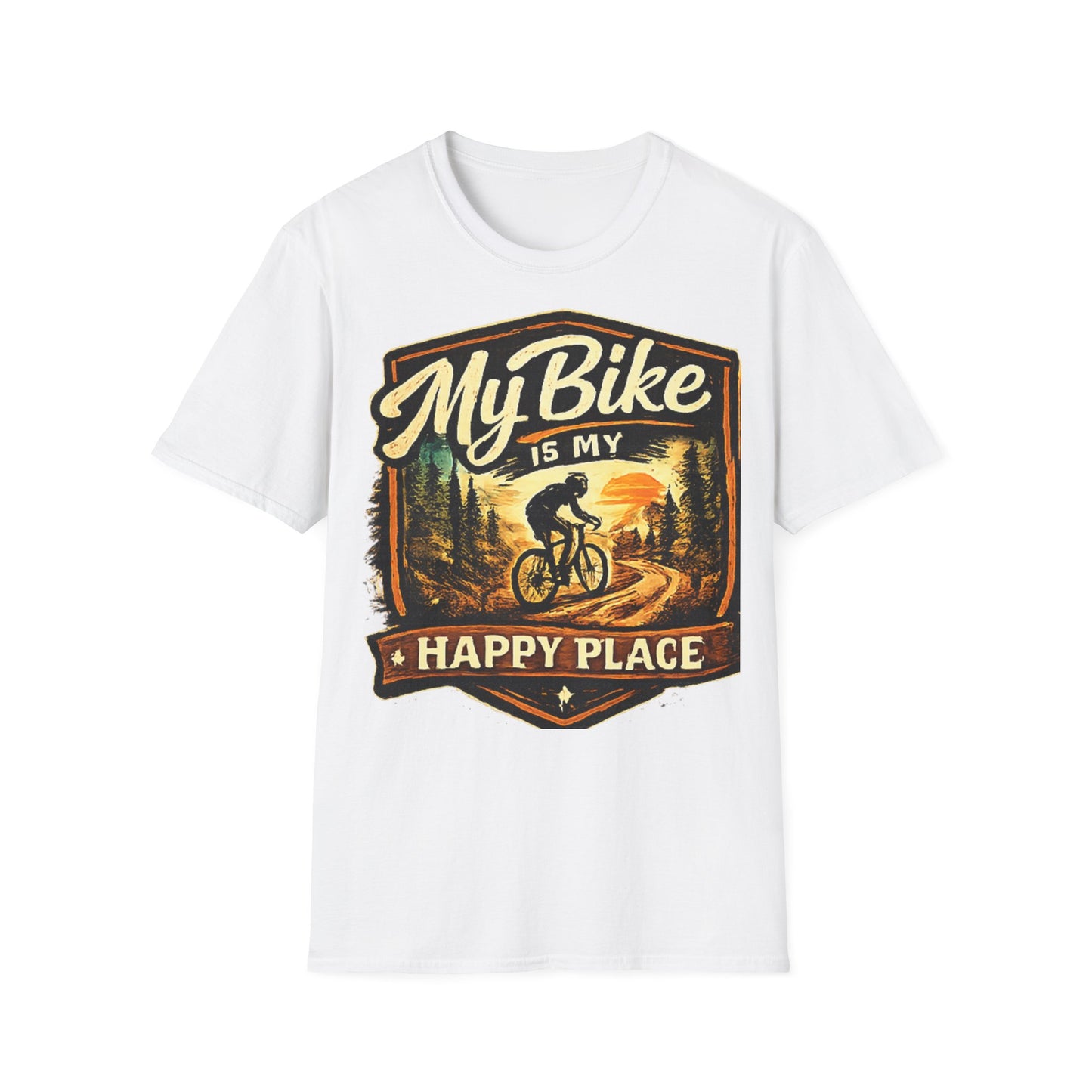 My Bike Is My Happy Place T-Shirt | Vintage Cycling Tee | Mountain Bike Lover Gift | Funny Cyclist Shirt