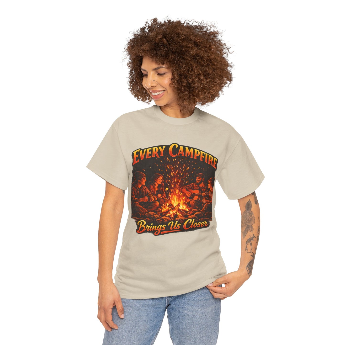 Campfire T-Shirt — "Every Campfire Brings Us Closer" Retro Outdoor Tee