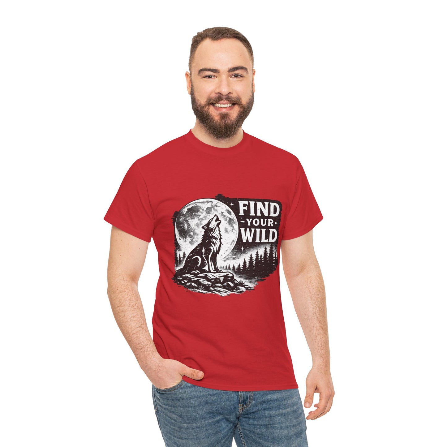 Find Your Wild Wolf T‑Shirt — Moonlit Nature Graphic Tee for Outdoor Lovers