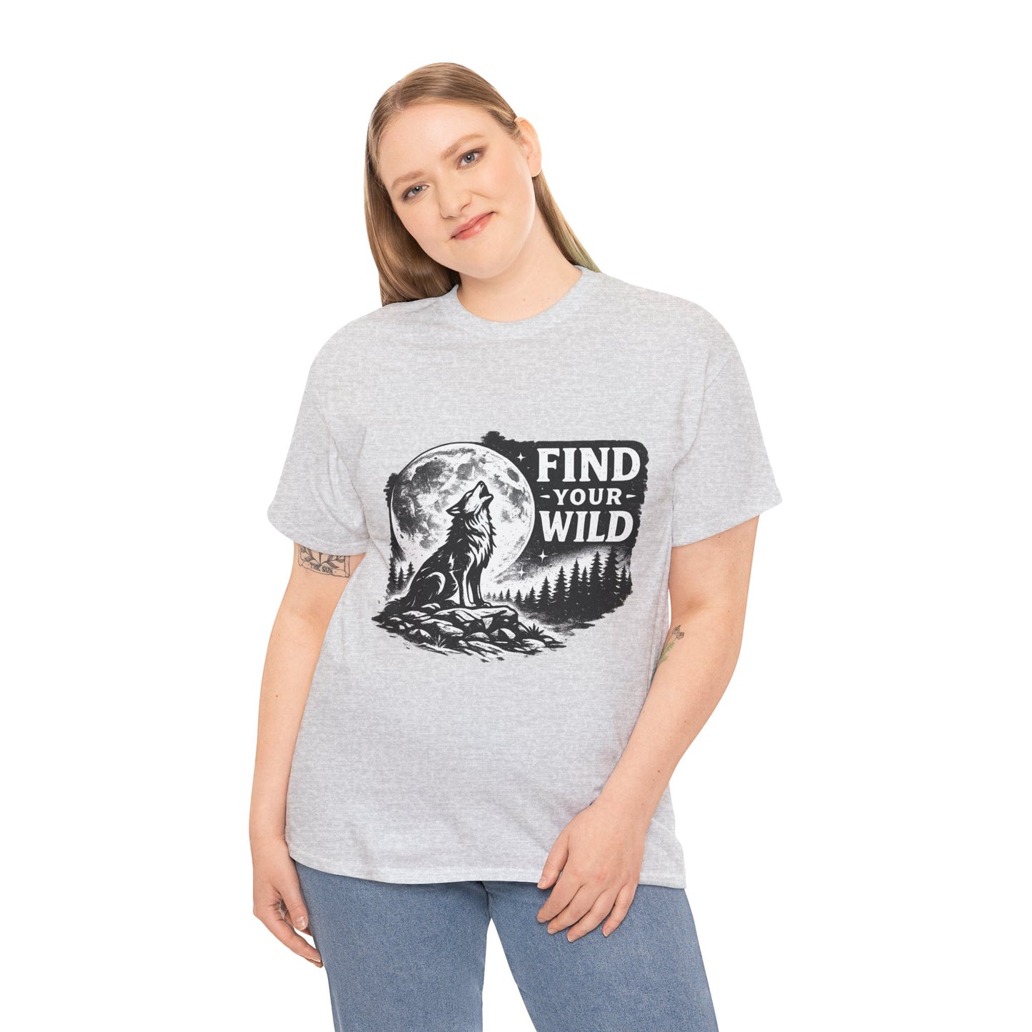 Find Your Wild Wolf T‑Shirt — Moonlit Nature Graphic Tee for Outdoor Lovers