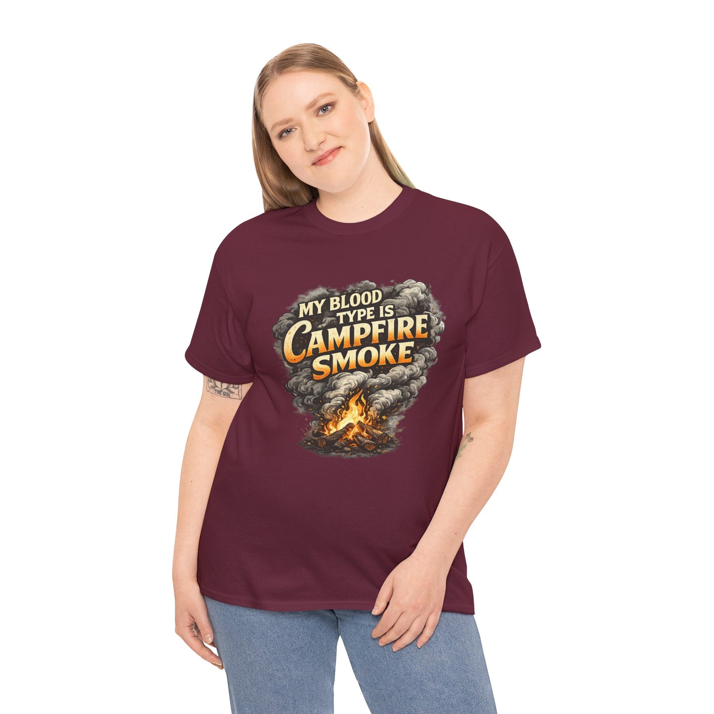 Campfire Smoke T-Shirt — "My Blood Type Is Campfire Smoke" Graphic Tee