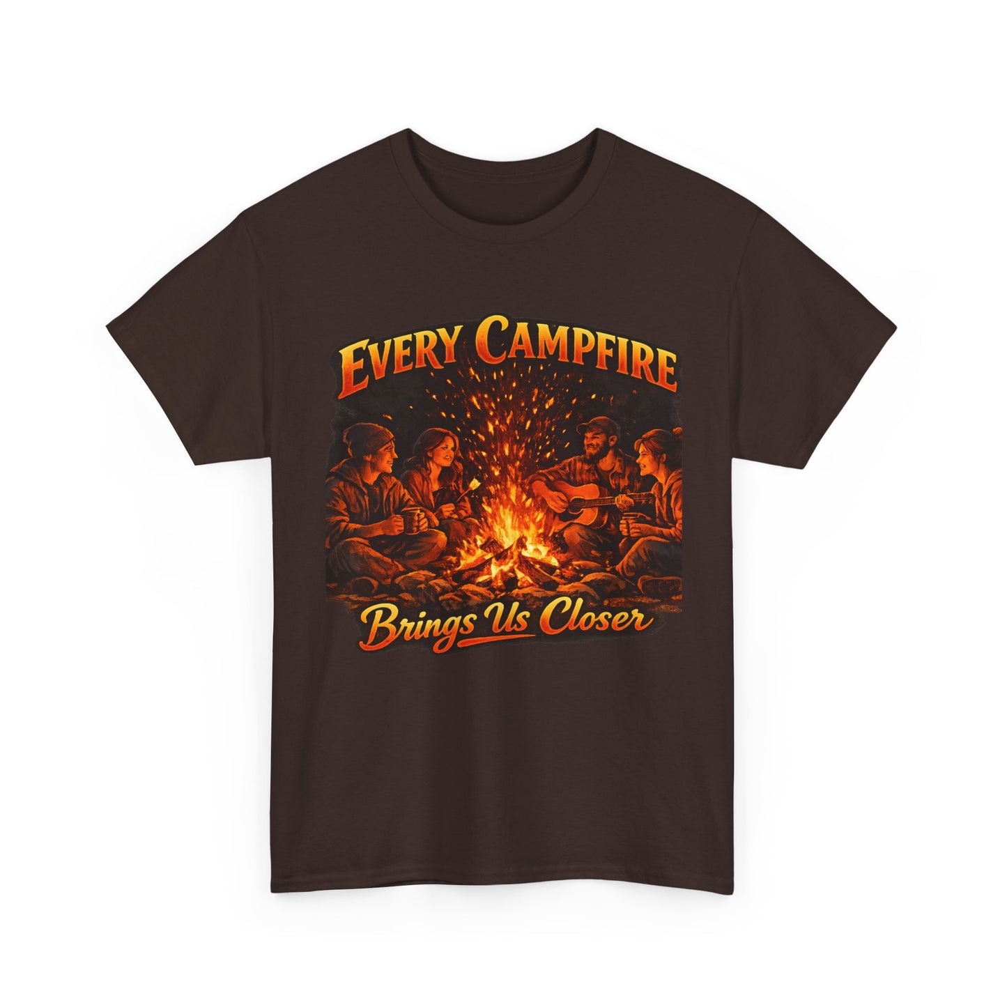 Campfire T-Shirt — "Every Campfire Brings Us Closer" Retro Outdoor Tee
