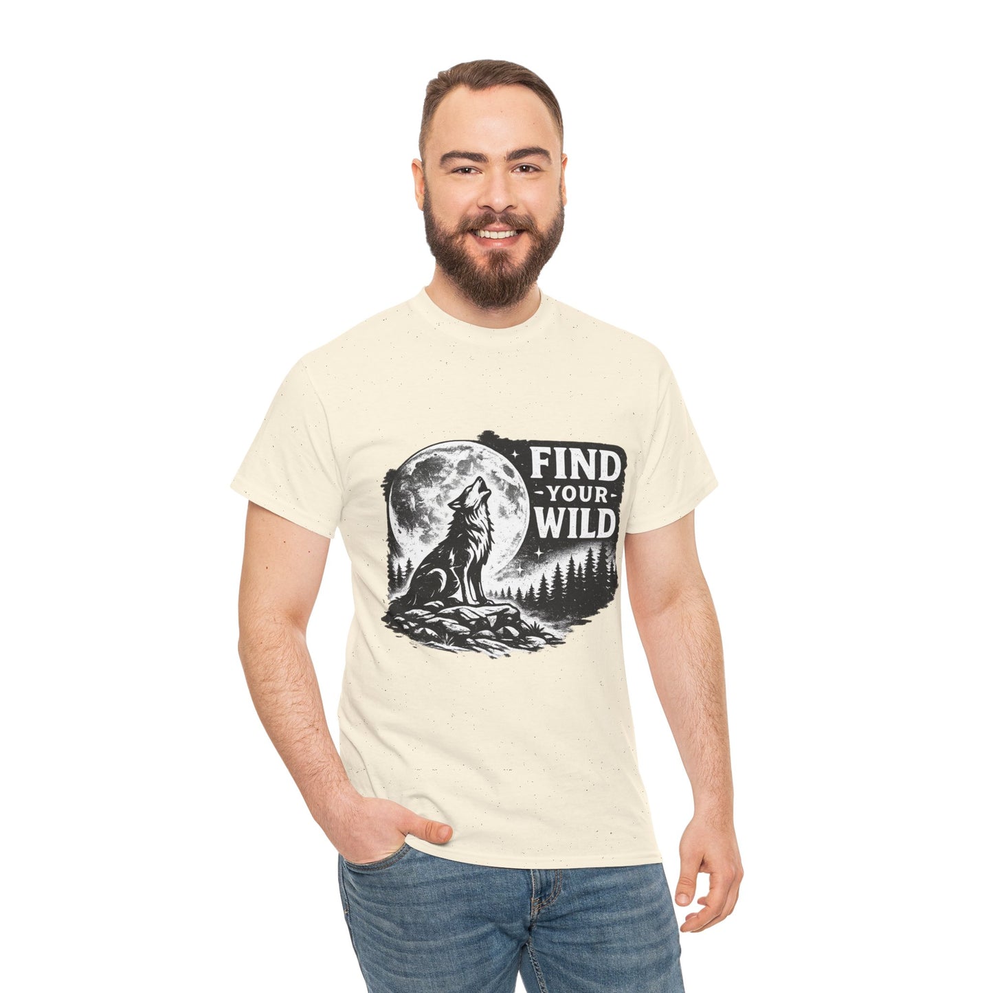 Find Your Wild Wolf T‑Shirt — Moonlit Nature Graphic Tee for Outdoor Lovers