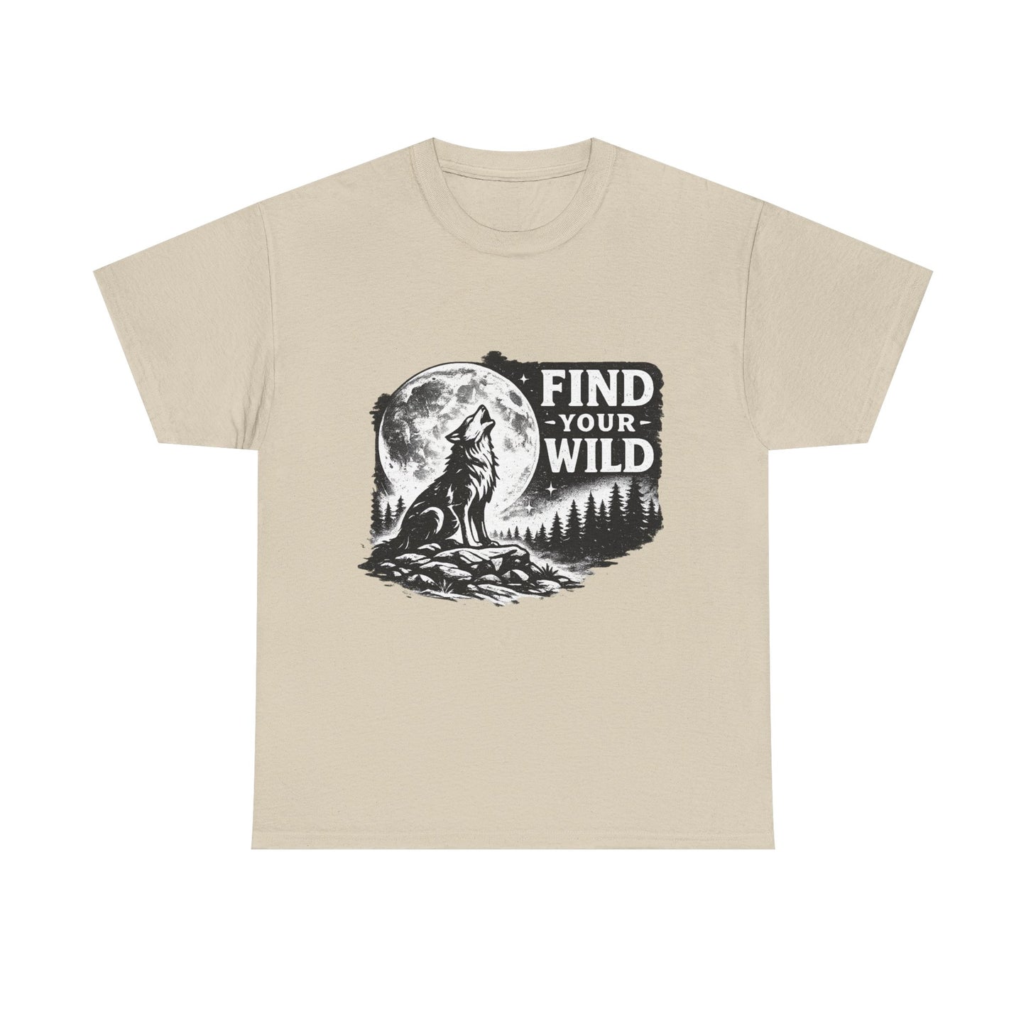 Find Your Wild Wolf T‑Shirt — Moonlit Nature Graphic Tee for Outdoor Lovers