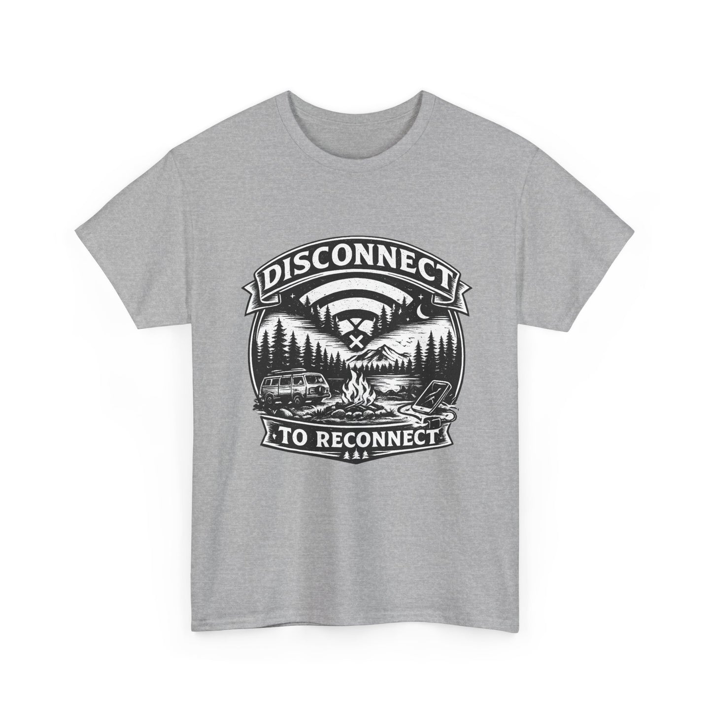 "Disconnect To Reconnect" — Funny Camping T-Shirt | Gift for Outdoor & Nature Lovers