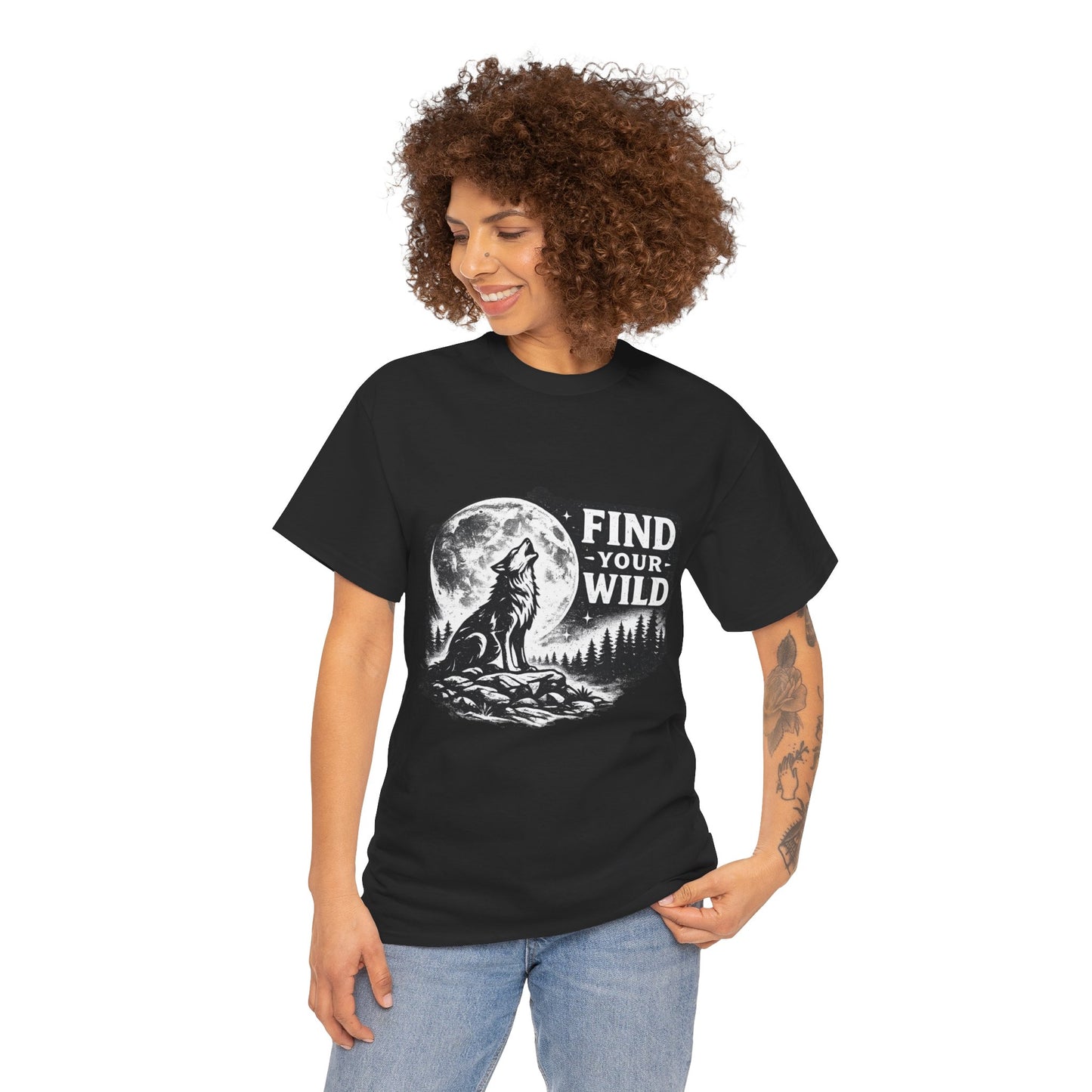 Find Your Wild Wolf T‑Shirt — Moonlit Nature Graphic Tee for Outdoor Lovers