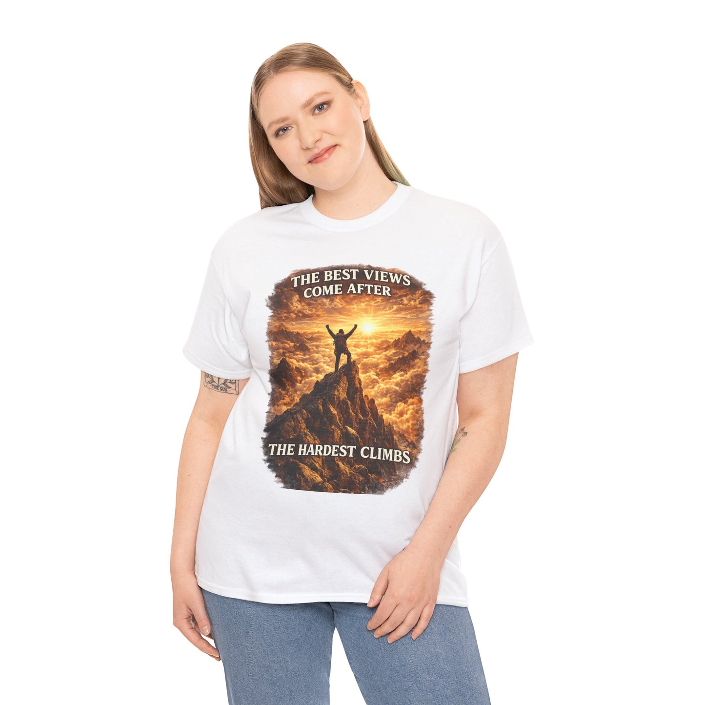 Mountain Hiking Motivation T-Shirt – “The Best Views Come After The Hardest Climbs” Adventure Tee