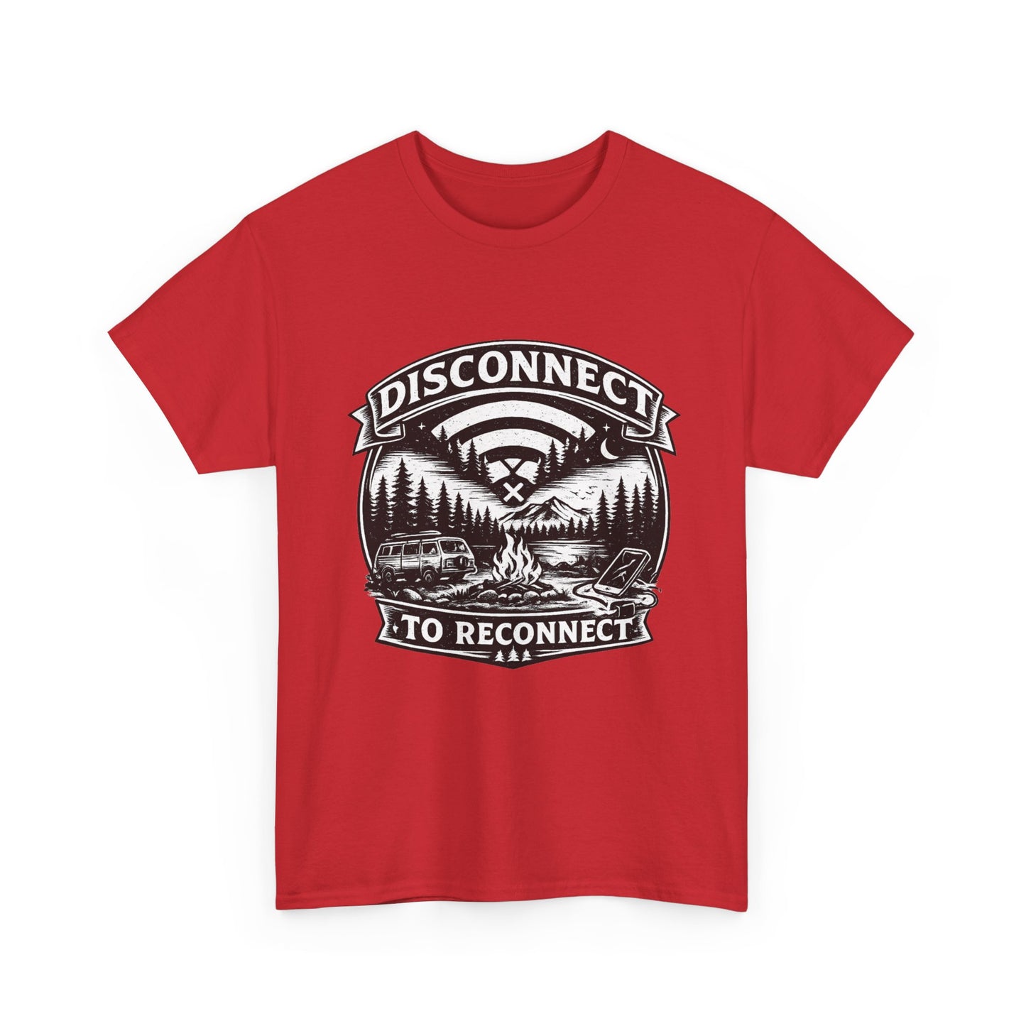 "Disconnect To Reconnect" — Funny Camping T-Shirt | Gift for Outdoor & Nature Lovers