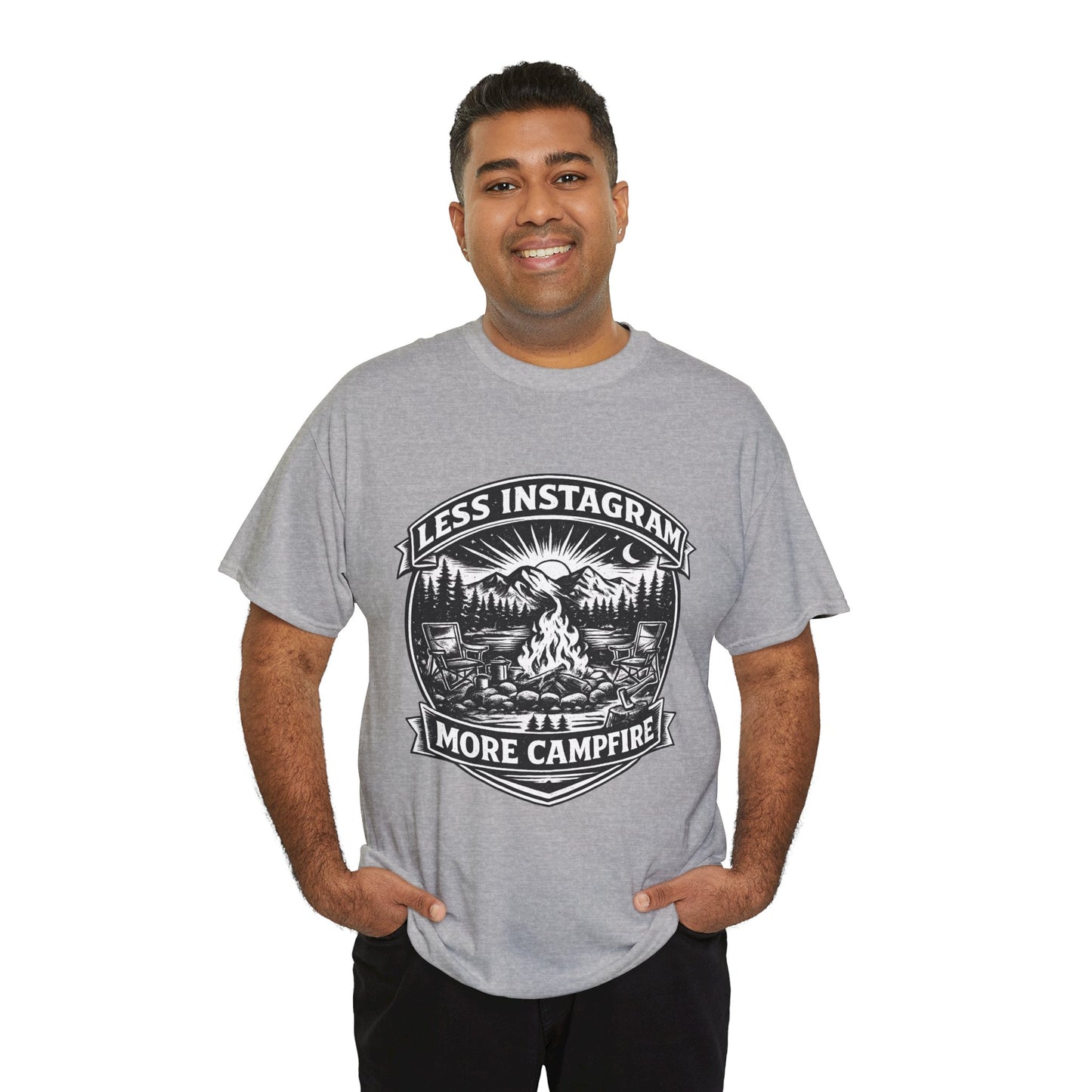 T-Shirt - "Less Instagram, More Campfire" Vintage Camping Graphic Tee