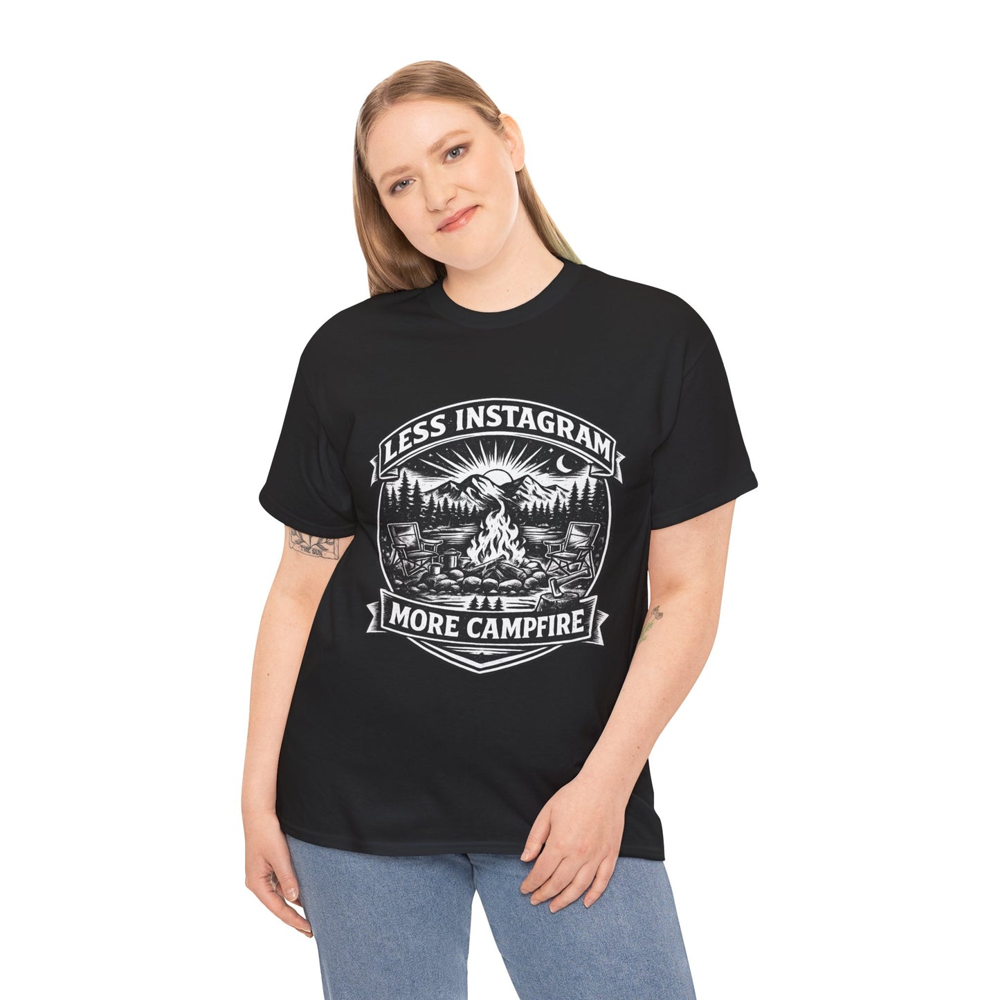 T-Shirt - "Less Instagram, More Campfire" Vintage Camping Graphic Tee