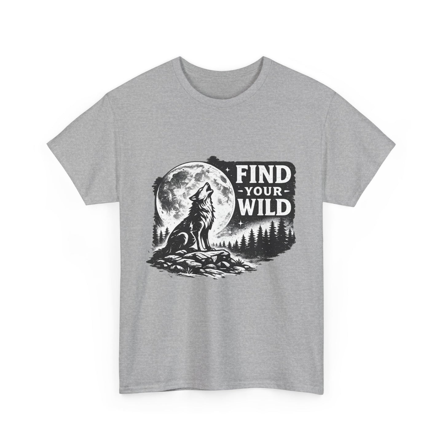 Find Your Wild Wolf T‑Shirt — Moonlit Nature Graphic Tee for Outdoor Lovers