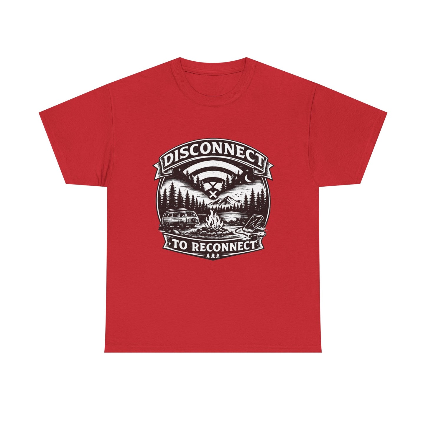 "Disconnect To Reconnect" — Funny Camping T-Shirt | Gift for Outdoor & Nature Lovers