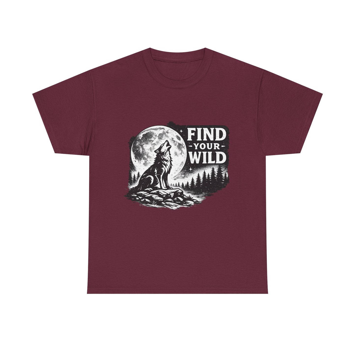 Find Your Wild Wolf T‑Shirt — Moonlit Nature Graphic Tee for Outdoor Lovers