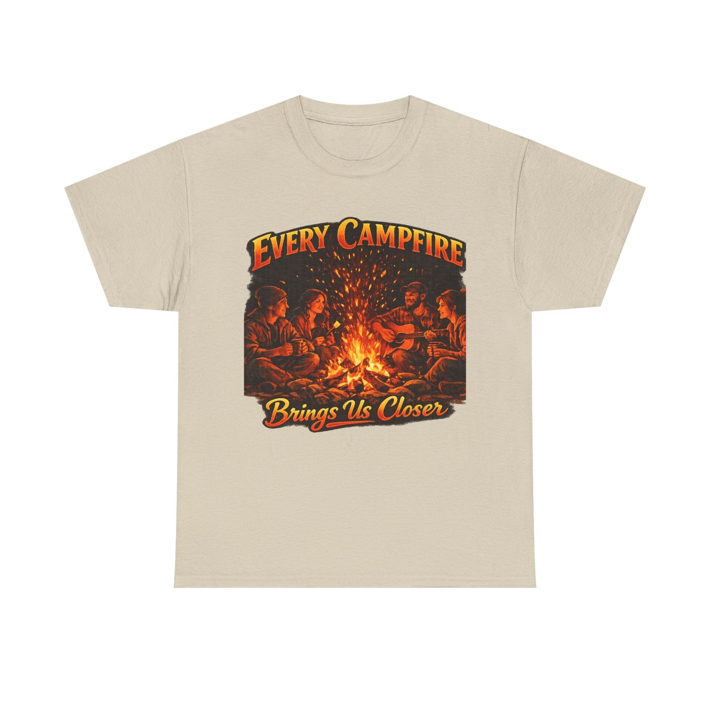 Campfire T-Shirt — "Every Campfire Brings Us Closer" Retro Outdoor Tee