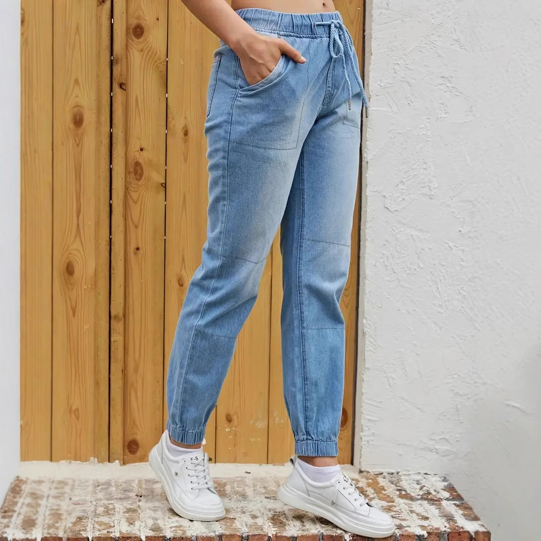 Elastic Waistband Jeans For Women