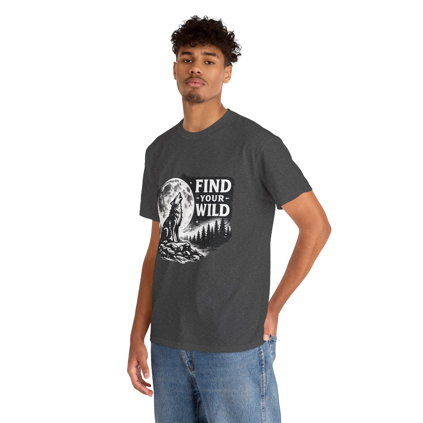 Find Your Wild Wolf T‑Shirt — Moonlit Nature Graphic Tee for Outdoor Lovers