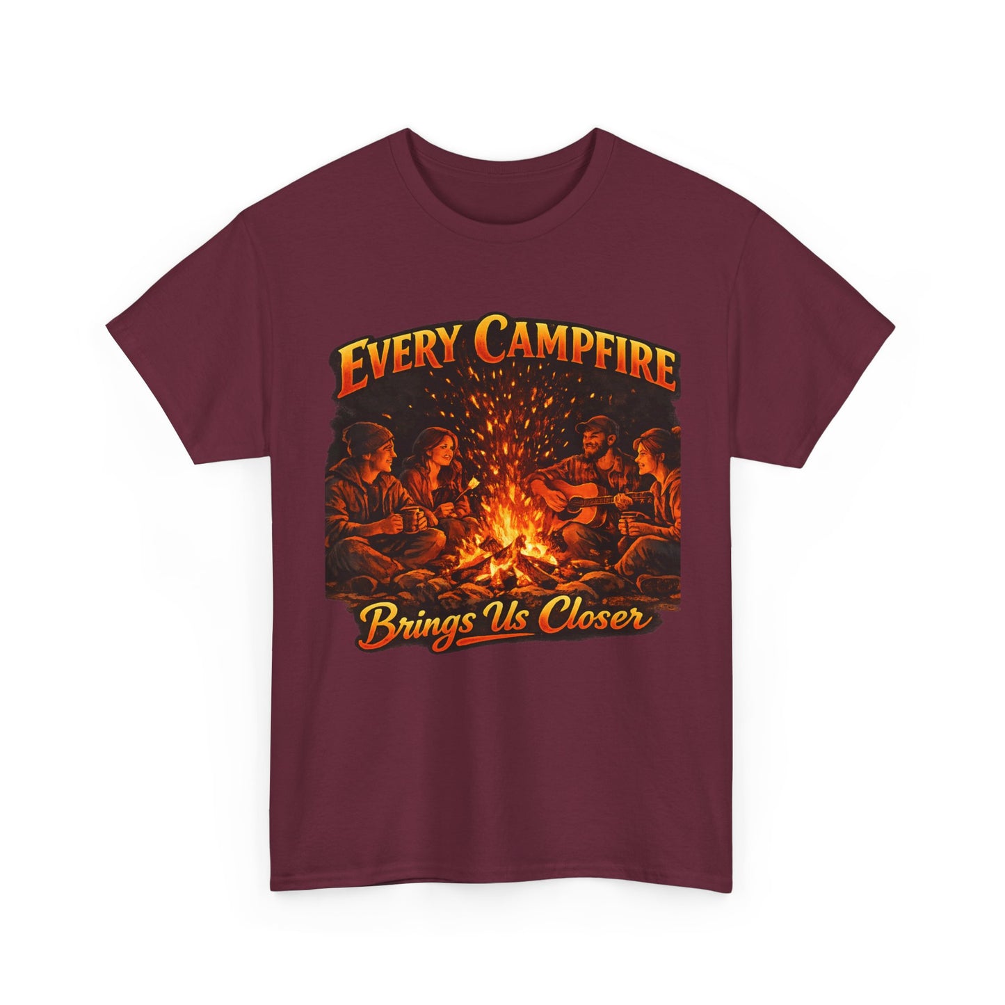 Campfire T-Shirt — "Every Campfire Brings Us Closer" Retro Outdoor Tee