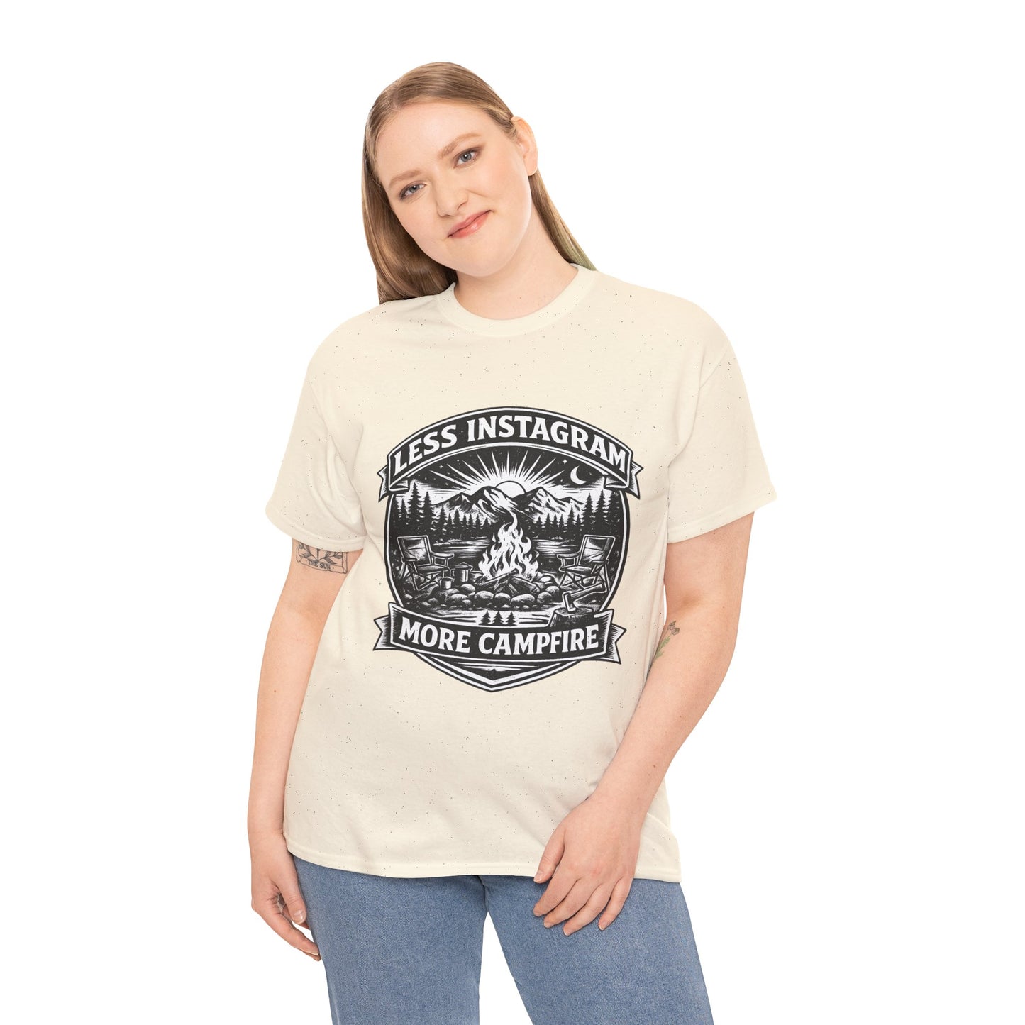 T-Shirt - "Less Instagram, More Campfire" Vintage Camping Graphic Tee