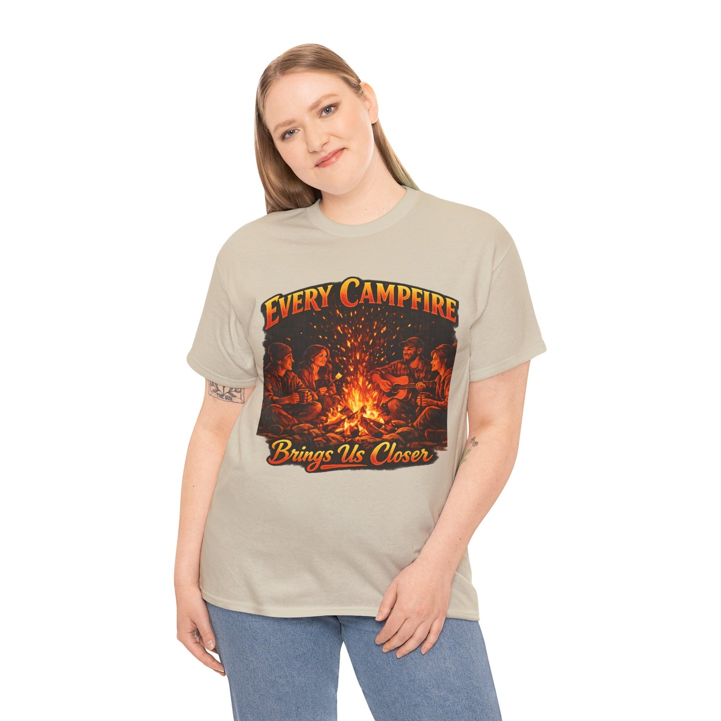 Campfire T-Shirt — "Every Campfire Brings Us Closer" Retro Outdoor Tee