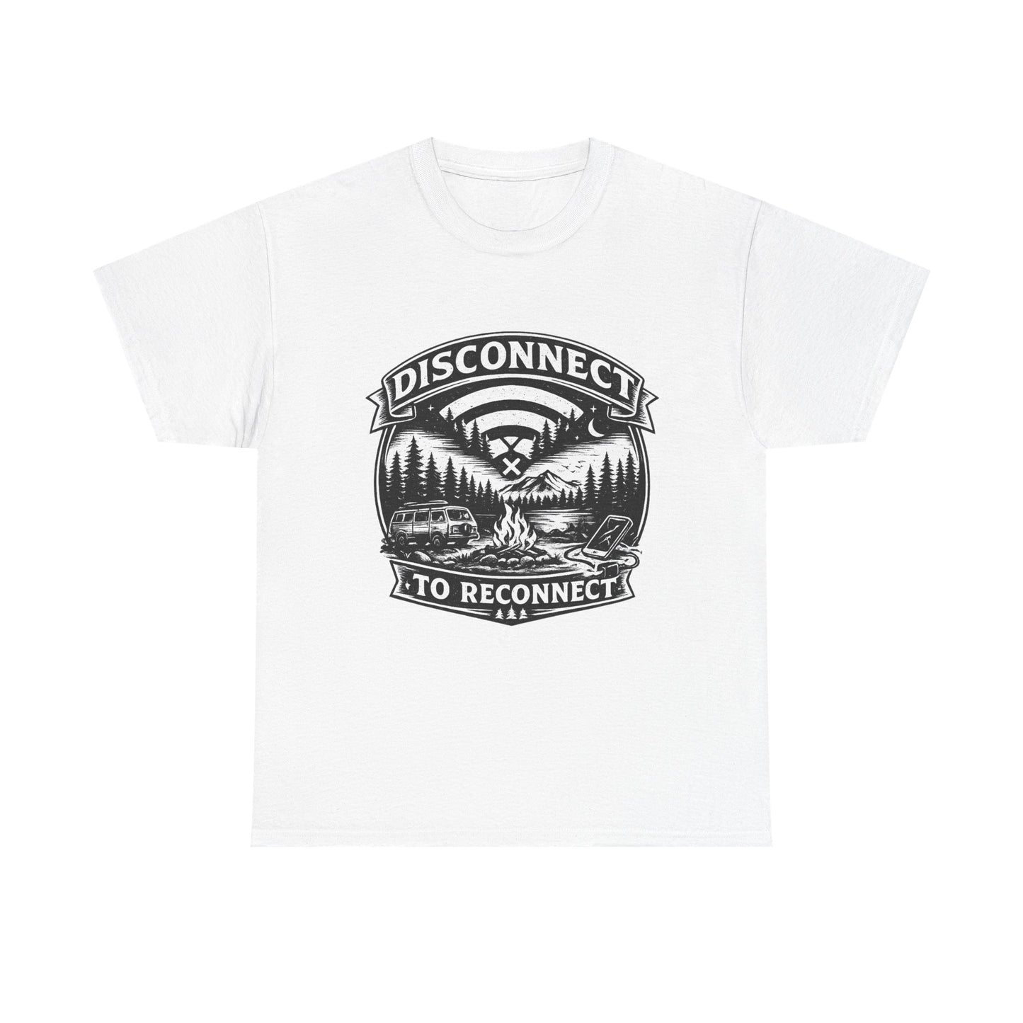 "Disconnect To Reconnect" — Funny Camping T-Shirt | Gift for Outdoor & Nature Lovers