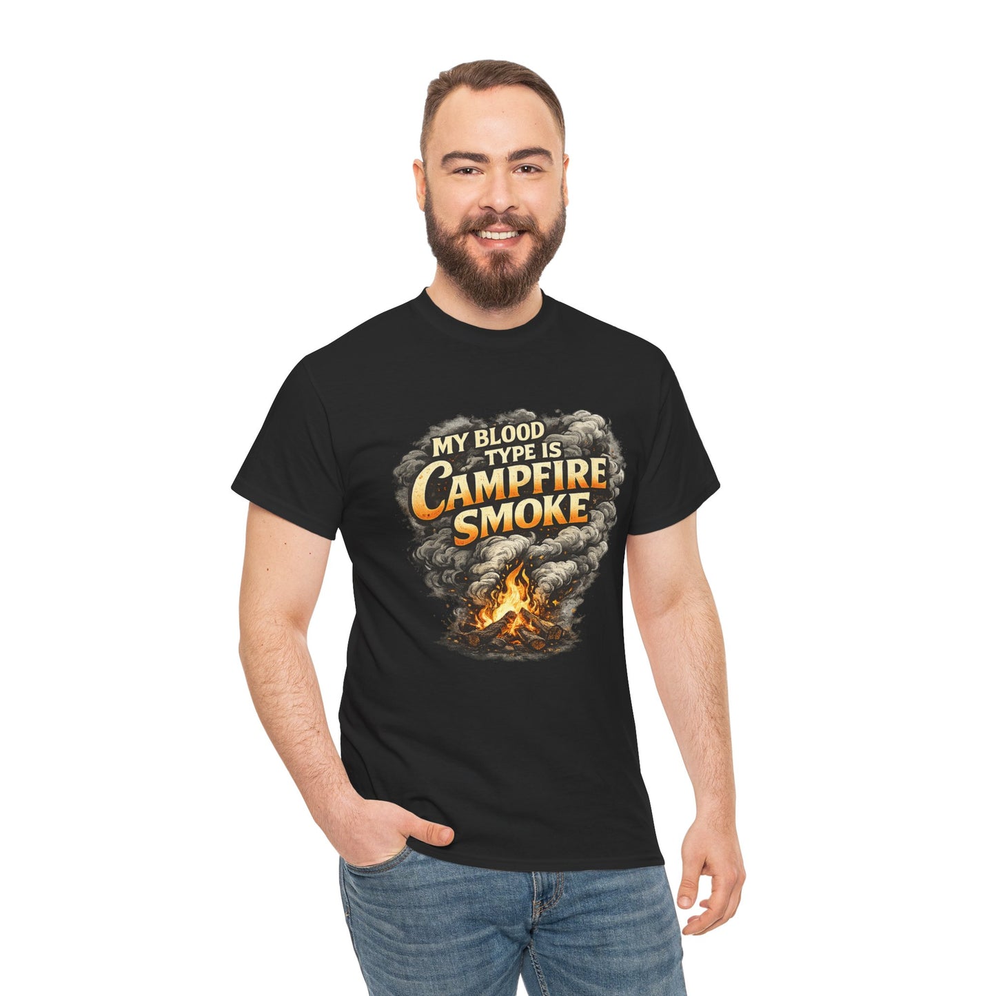 Campfire Smoke T-Shirt — "My Blood Type Is Campfire Smoke" Graphic Tee