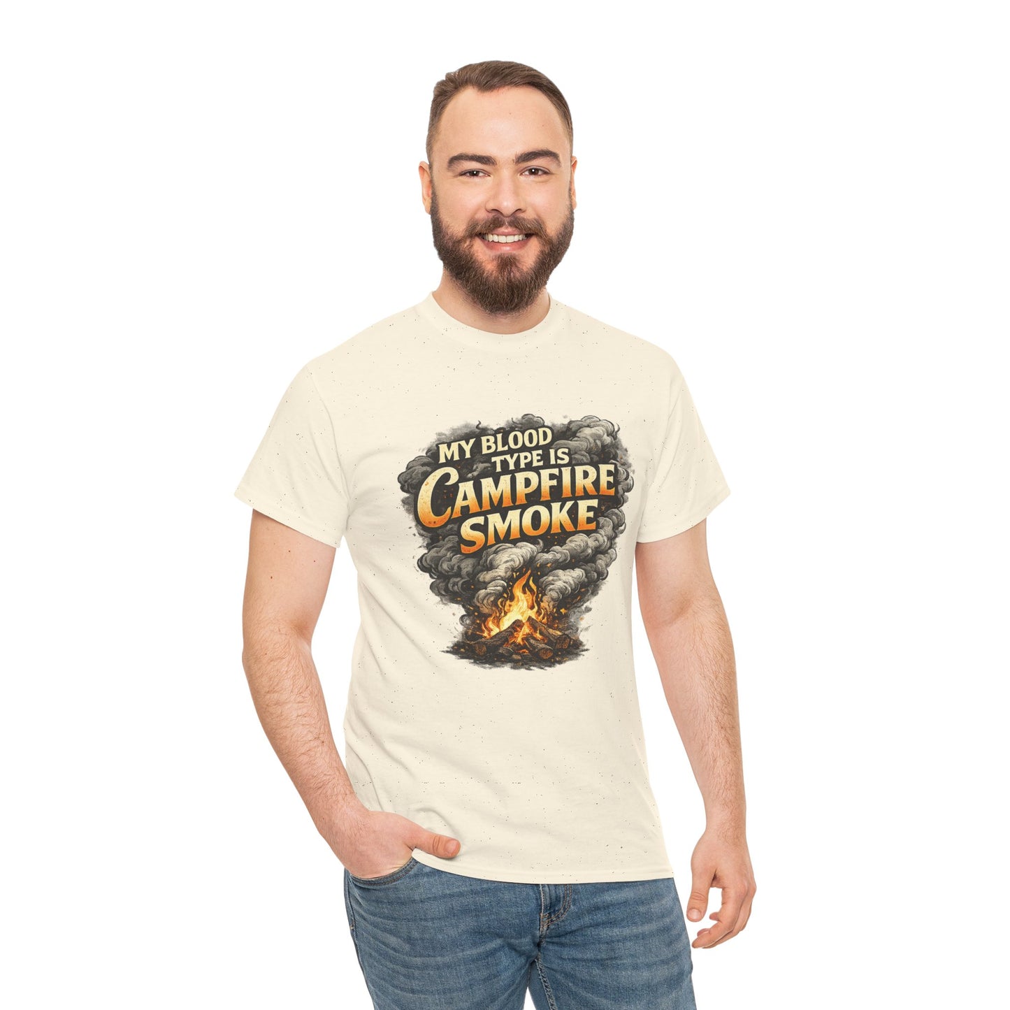 Campfire Smoke T-Shirt — "My Blood Type Is Campfire Smoke" Graphic Tee