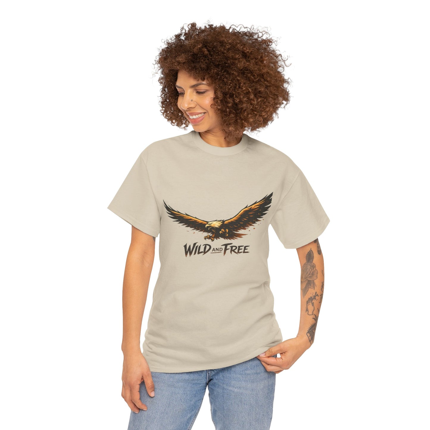 Wild and Free Eagle Shirt for Men Women – Vintage Eagle Graphic Tee Freedom Nature Outdoor T-Shirt