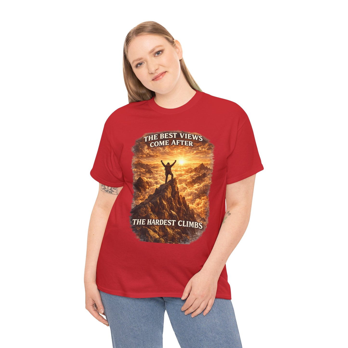 Mountain Hiking Motivation T-Shirt – “The Best Views Come After The Hardest Climbs” Adventure Tee