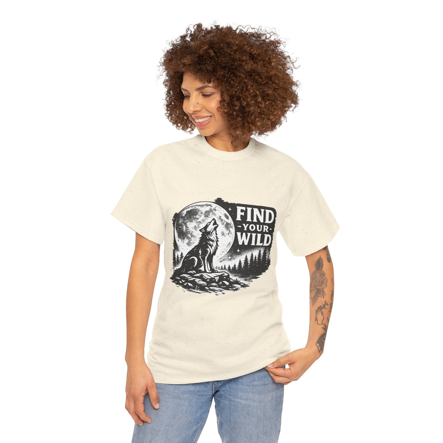 Find Your Wild Wolf T‑Shirt — Moonlit Nature Graphic Tee for Outdoor Lovers