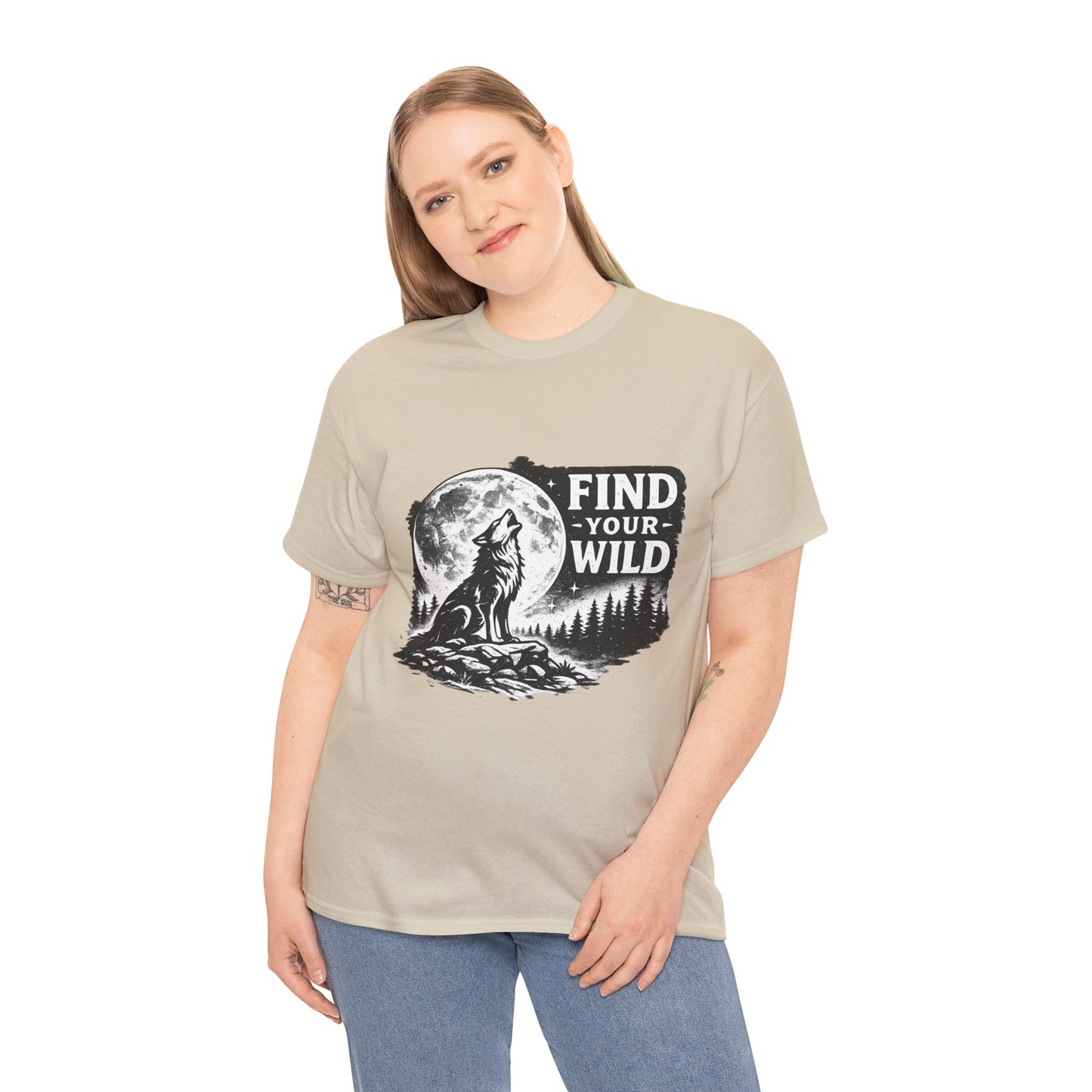 Find Your Wild Wolf T‑Shirt — Moonlit Nature Graphic Tee for Outdoor Lovers