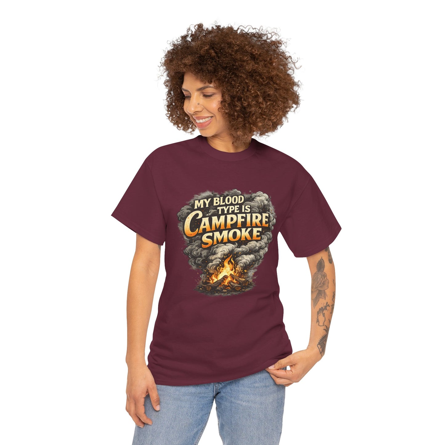 Campfire Smoke T-Shirt — "My Blood Type Is Campfire Smoke" Graphic Tee