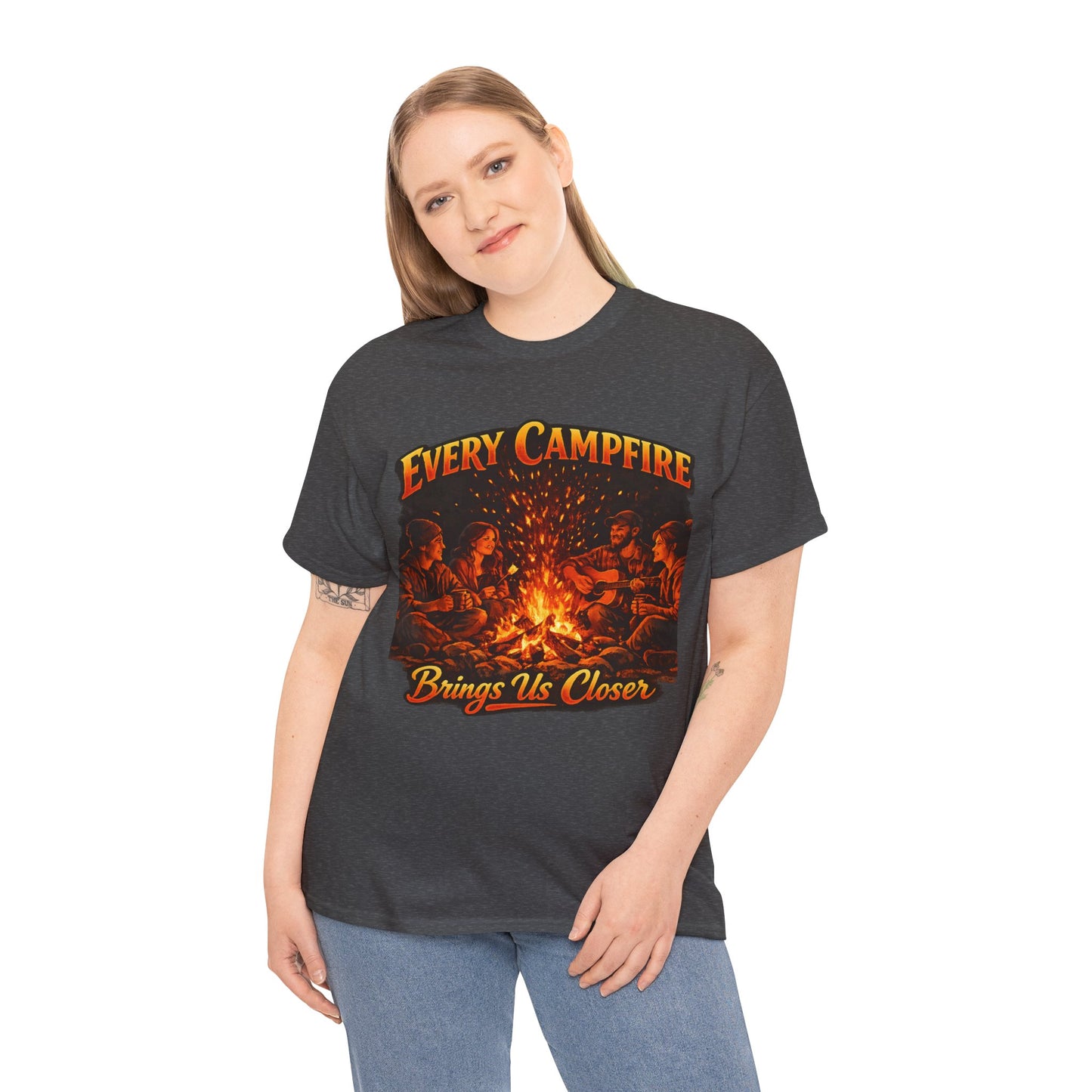 Campfire T-Shirt — "Every Campfire Brings Us Closer" Retro Outdoor Tee