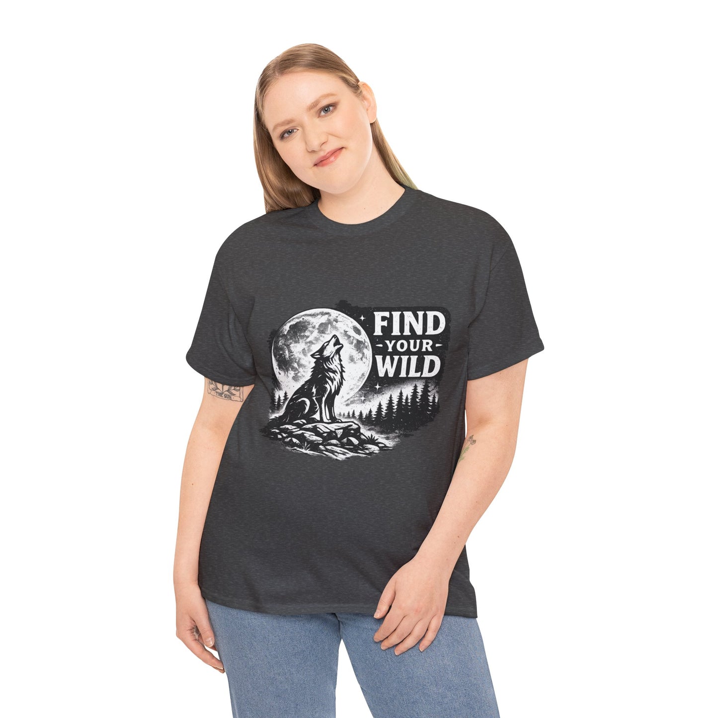 Find Your Wild Wolf T‑Shirt — Moonlit Nature Graphic Tee for Outdoor Lovers