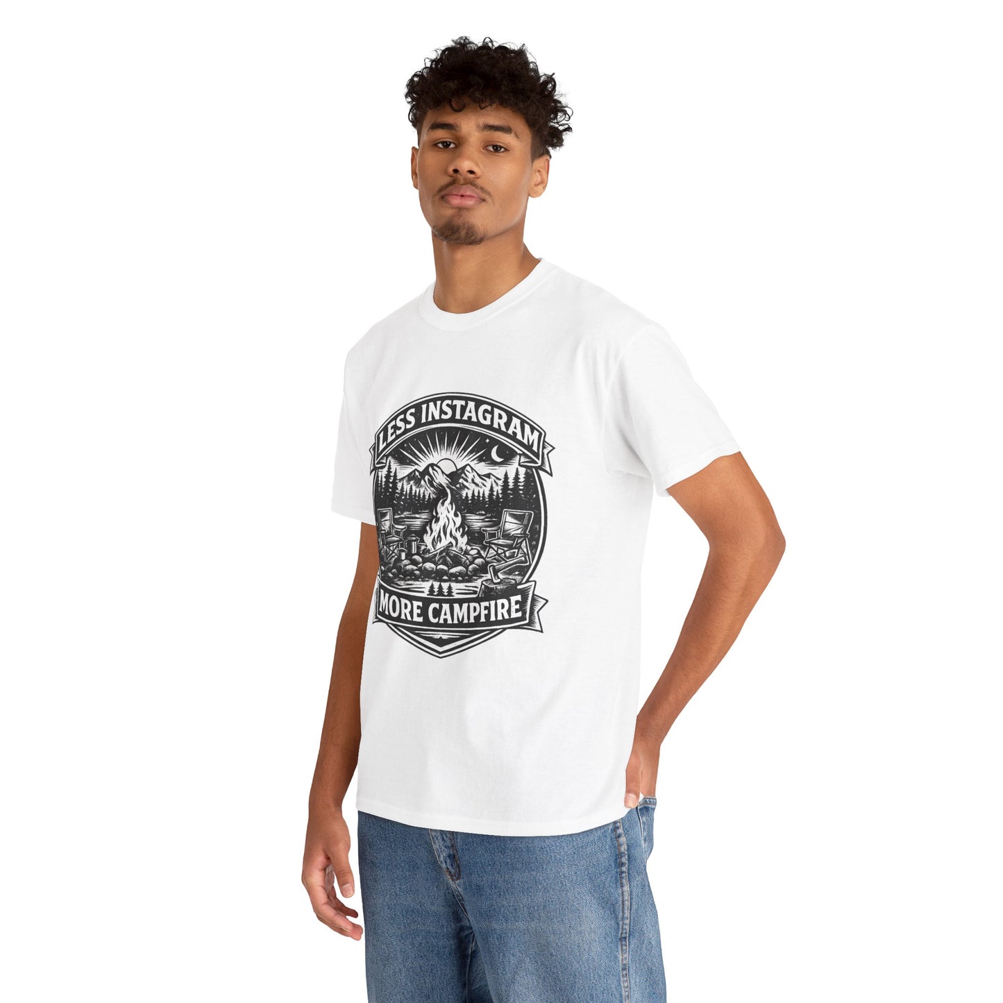 T-Shirt - "Less Instagram, More Campfire" Vintage Camping Graphic Tee