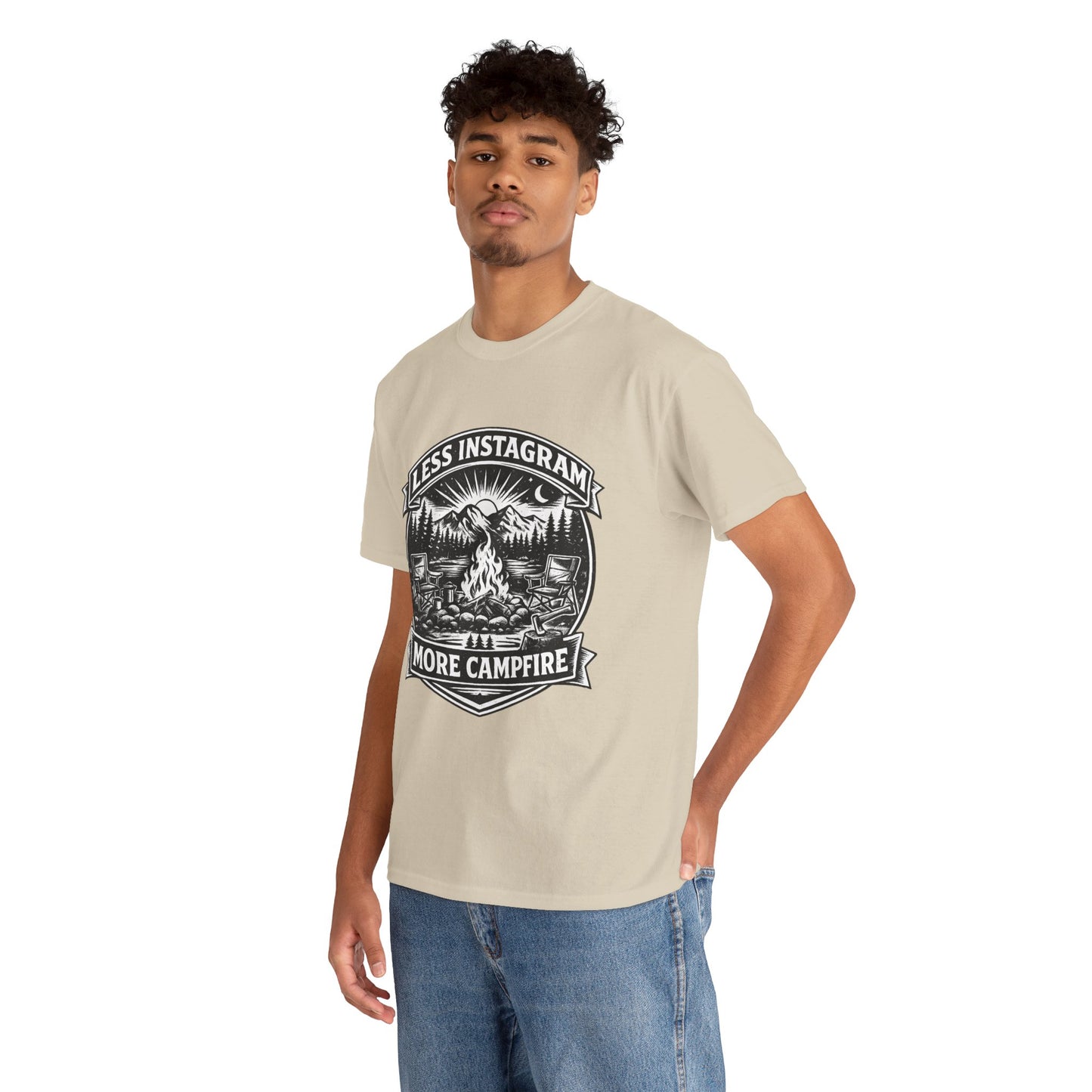 T-Shirt - "Less Instagram, More Campfire" Vintage Camping Graphic Tee