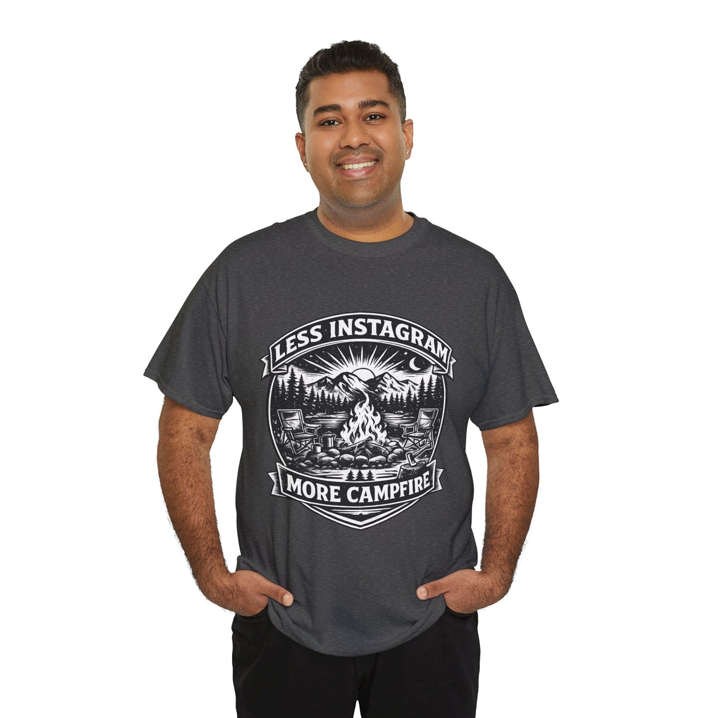 T-Shirt - "Less Instagram, More Campfire" Vintage Camping Graphic Tee