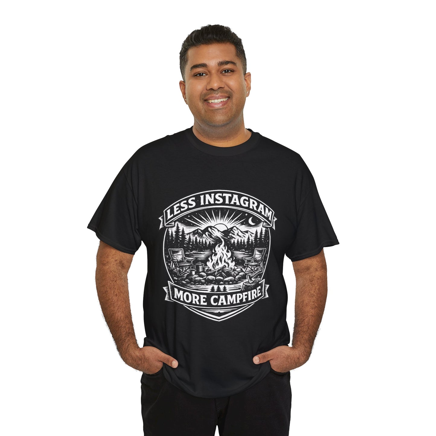 T-Shirt - "Less Instagram, More Campfire" Vintage Camping Graphic Tee