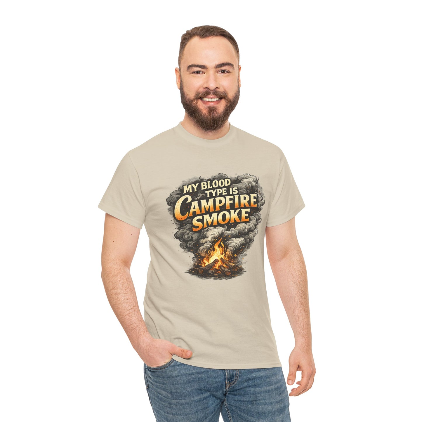 Campfire Smoke T-Shirt — "My Blood Type Is Campfire Smoke" Graphic Tee