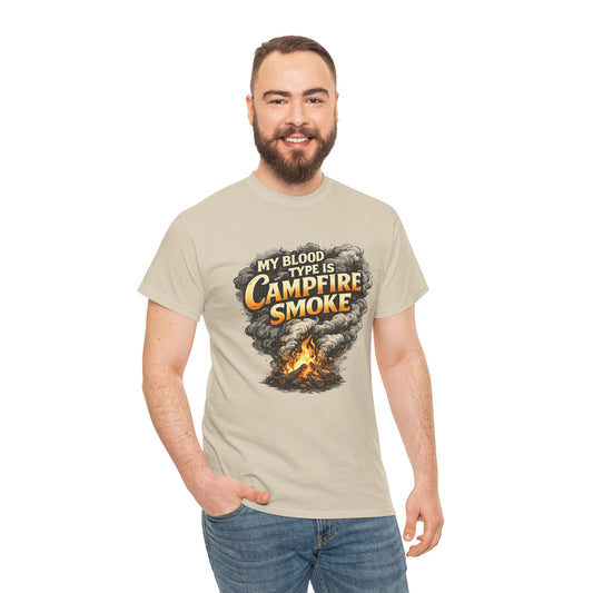 Campfire Smoke T-Shirt — "My Blood Type Is Campfire Smoke" Graphic Tee