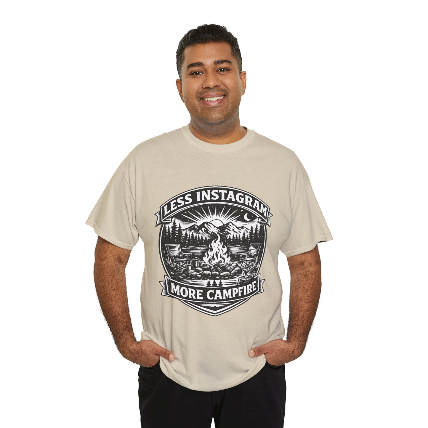 T-Shirt - "Less Instagram, More Campfire" Vintage Camping Graphic Tee