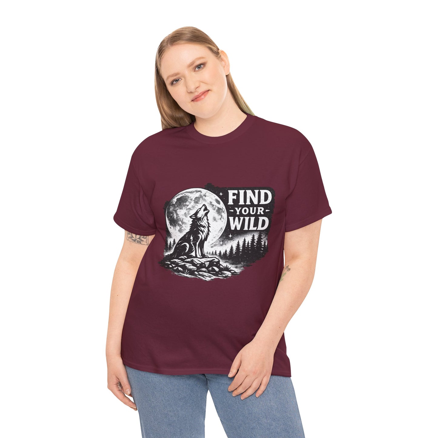 Find Your Wild Wolf T‑Shirt — Moonlit Nature Graphic Tee for Outdoor Lovers