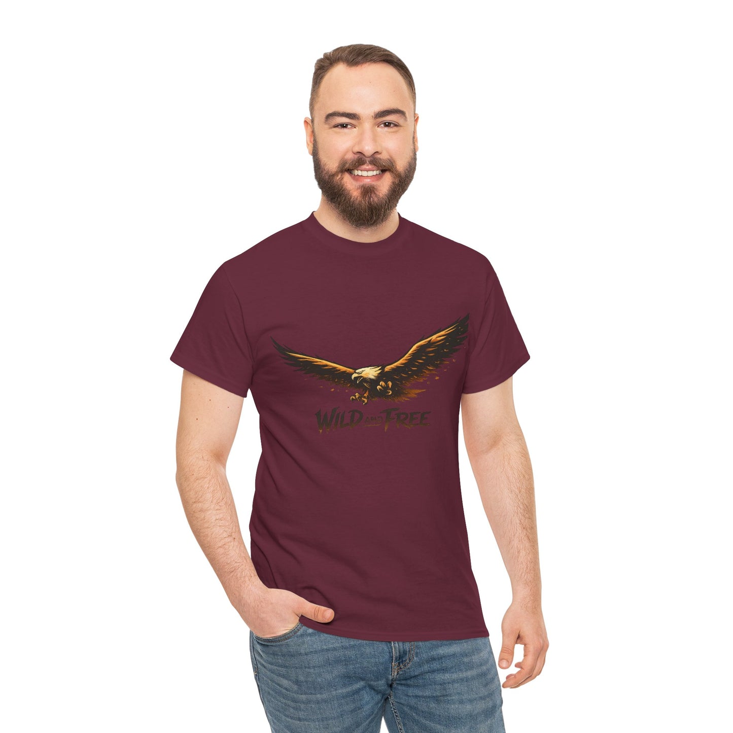 Wild and Free Eagle Shirt for Men Women – Vintage Eagle Graphic Tee Freedom Nature Outdoor T-Shirt
